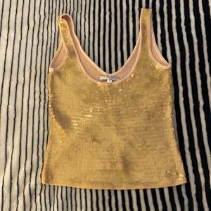 NWOT Alberto Makali Designer Sequin Champagne Tank Size Small